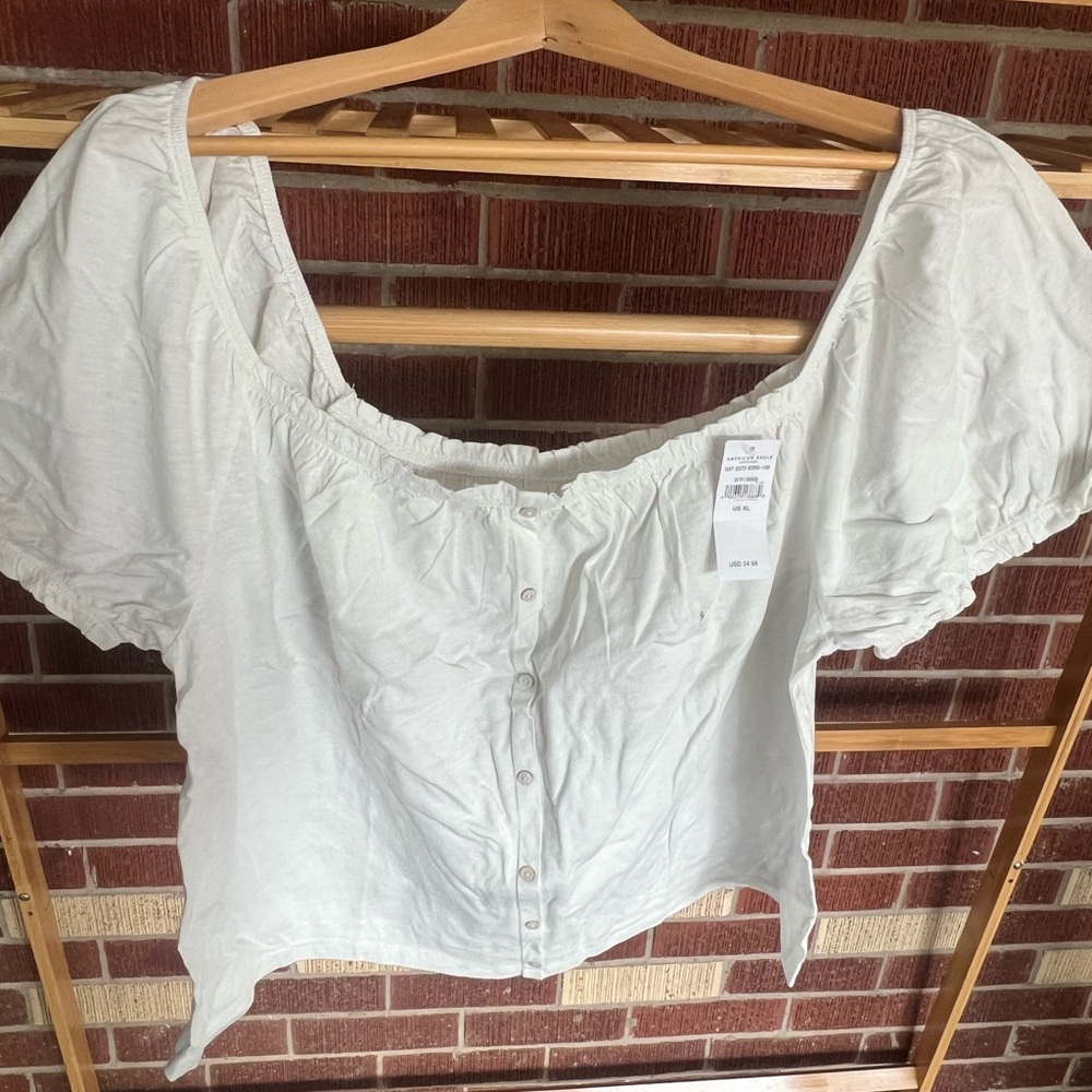 American Eagle NWT white peasant short sleeve blouse